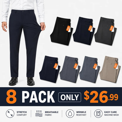 👖🔥Men's All-Day Stretch Dress Pants — No-Iron Comfort for Work, Golf & Everyday Wear