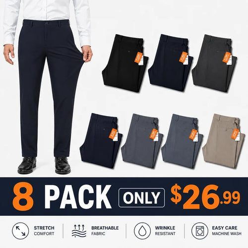 👖🔥Men's All-Day Stretch Dress Pants — No-Iron Comfort for Work, Golf & Everyday Wear
