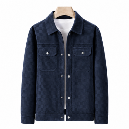 Men's Vintage Faux Suede Checkerboard Jacket
