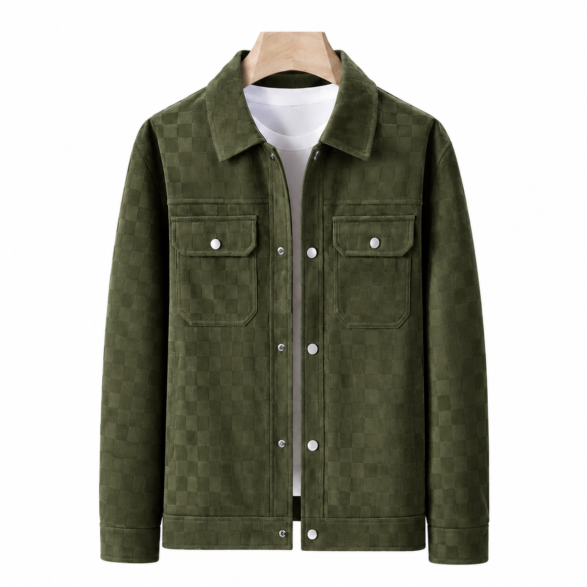 Men's Vintage Faux Suede Checkerboard Jacket