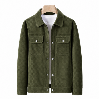 Men's Vintage Faux Suede Checkerboard Jacket