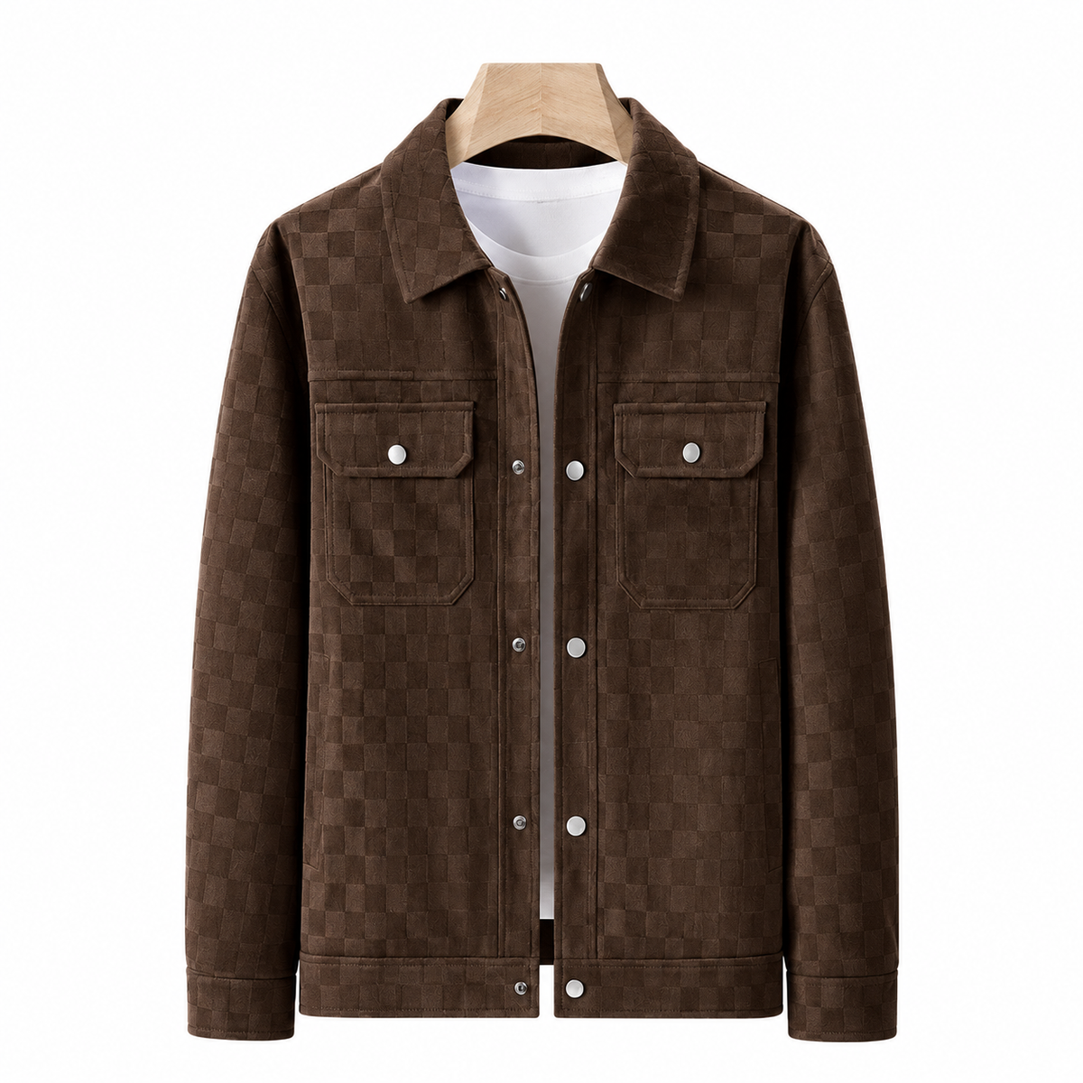 Men's Vintage Faux Suede Checkerboard Jacket