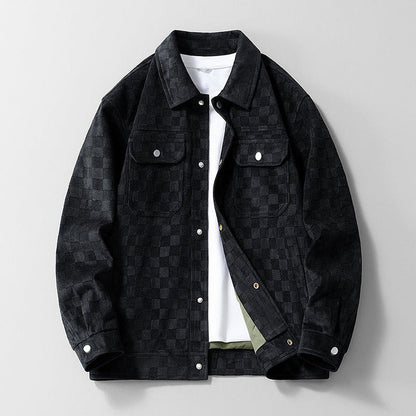 Men's Vintage Faux Suede Checkerboard Jacket