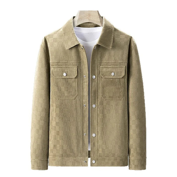 Men's Vintage Faux Suede Checkerboard Jacket