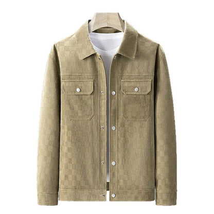 Men's Vintage Faux Suede Checkerboard Jacket